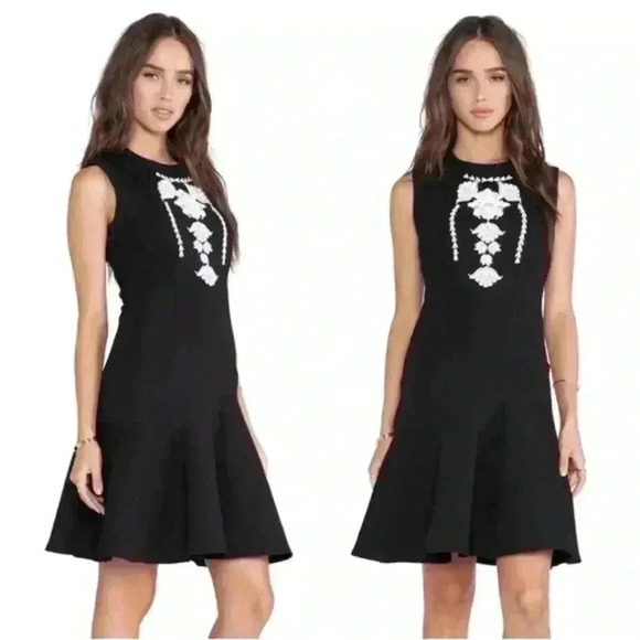 REVOLVE Marchesa Voyage Embroidered Tank Dress Asymmetrical Drop Waist Size 2 - Picture 3 of 12